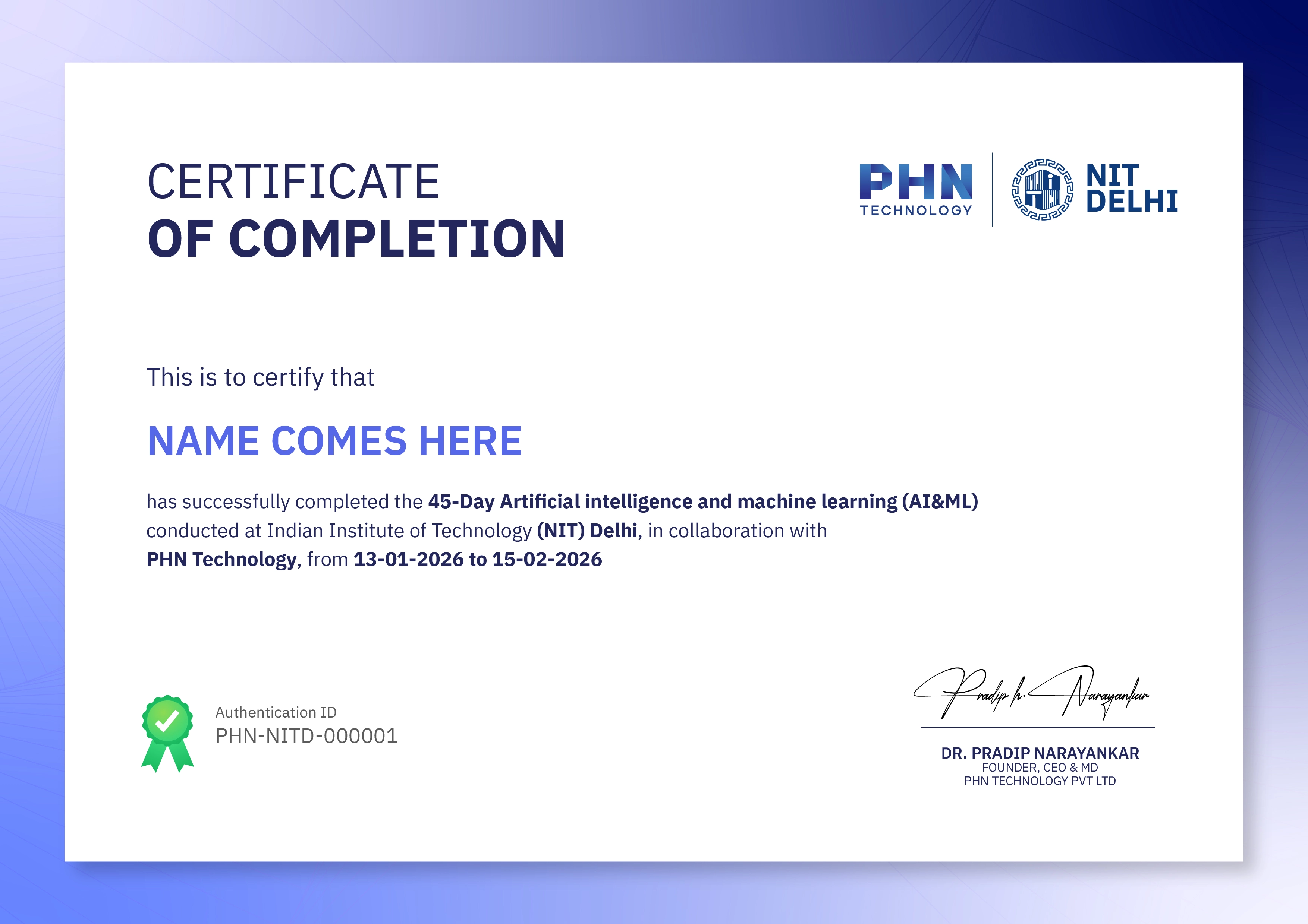 Certificate Preview