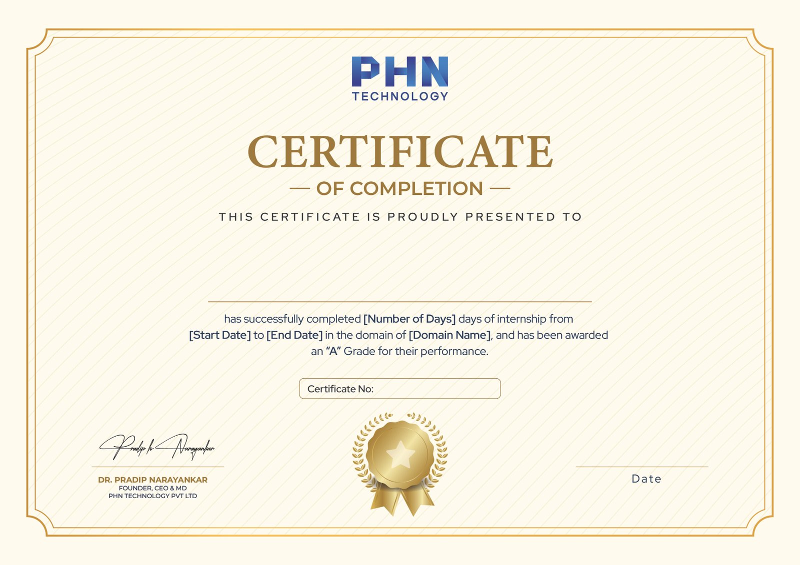 Certificate of Completion — PHN Technology 